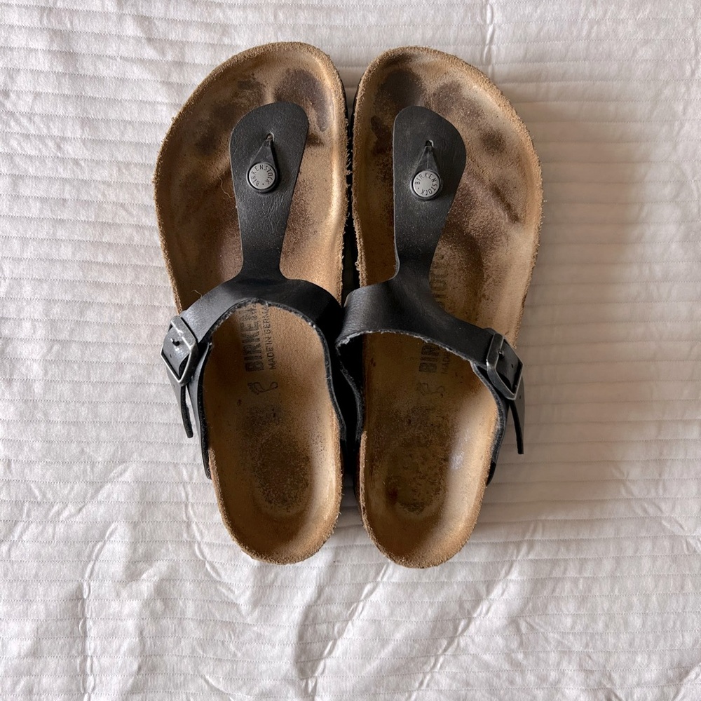 Birkenstock Gizeh Birko-flor Black Leather EU39